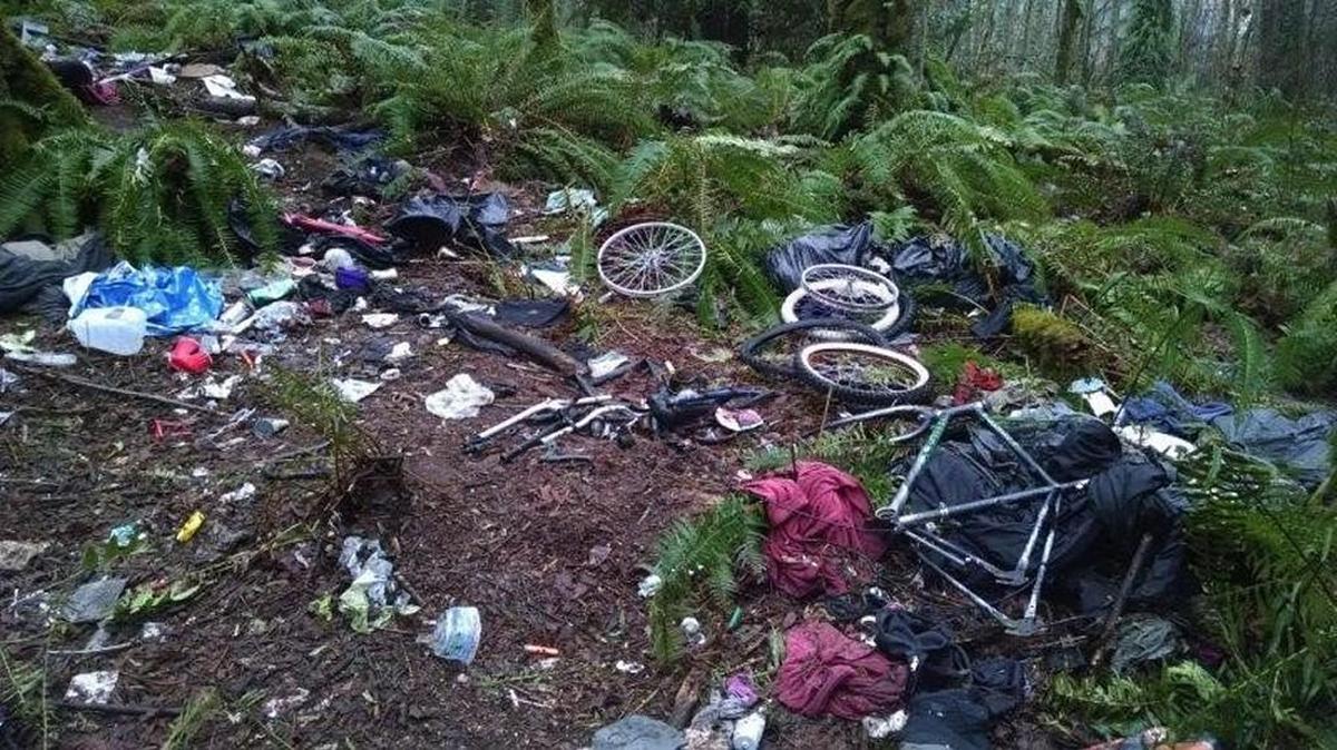 Former campsites and scattered debris littered the Olympia Woodland Trail on Jan. 7.