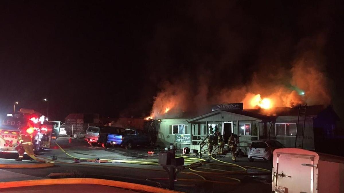 A man drove his truck into an office building at Sunrise Landscaping Saturday night and triggered a commercial structure fire.