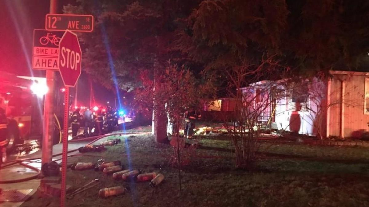 Firefighters respond to the structure fire on the 1100 block of Boulevard Road Southeast on Wednesday night.