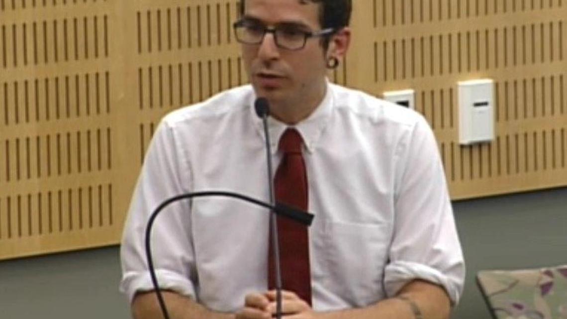 In this screen grab from Tuesday’s meeting, former mayoral candidate Marco Rosaire Rossi — who is volunteering with the Opportunity for Olympia petition — tells the Olympia City Council that nearly 8,000 signatures have been gathered so far.