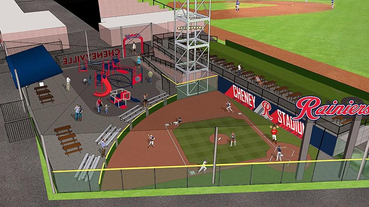 An artist rendering of a new whiffle ball field and park planned for Cheney Stadium. Construction is expected to start in November. The park could be complete by April and will be open year-round.