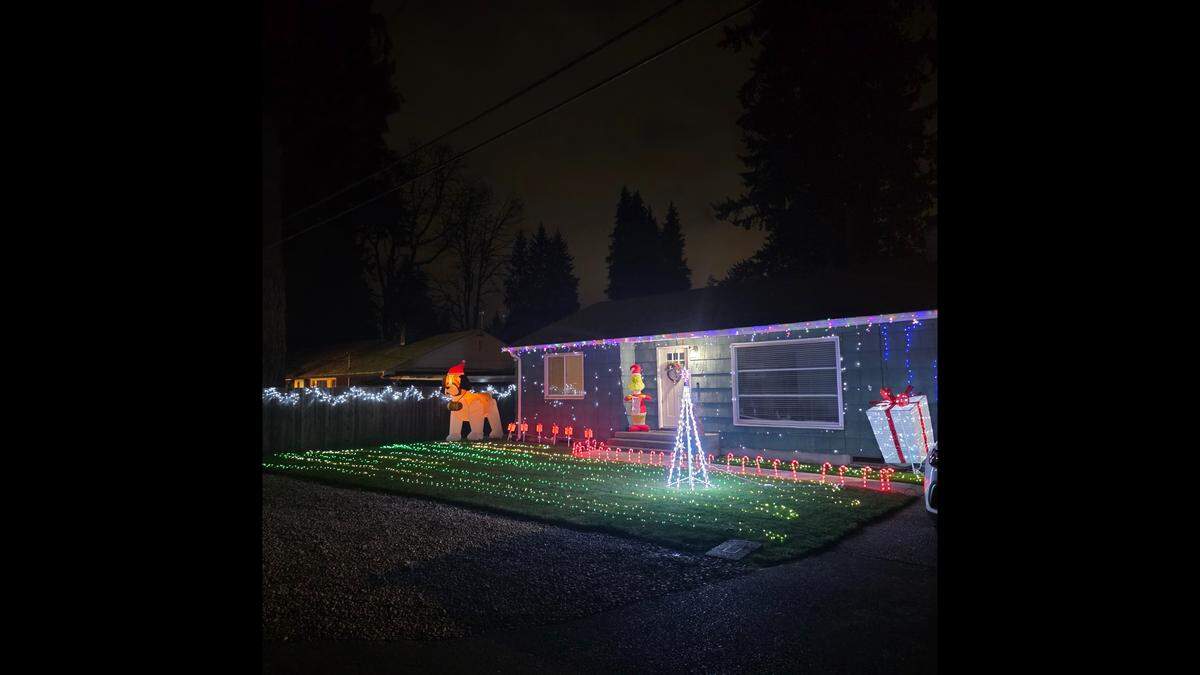 A home on Warner Street in Olympia is decorated for the holidays.