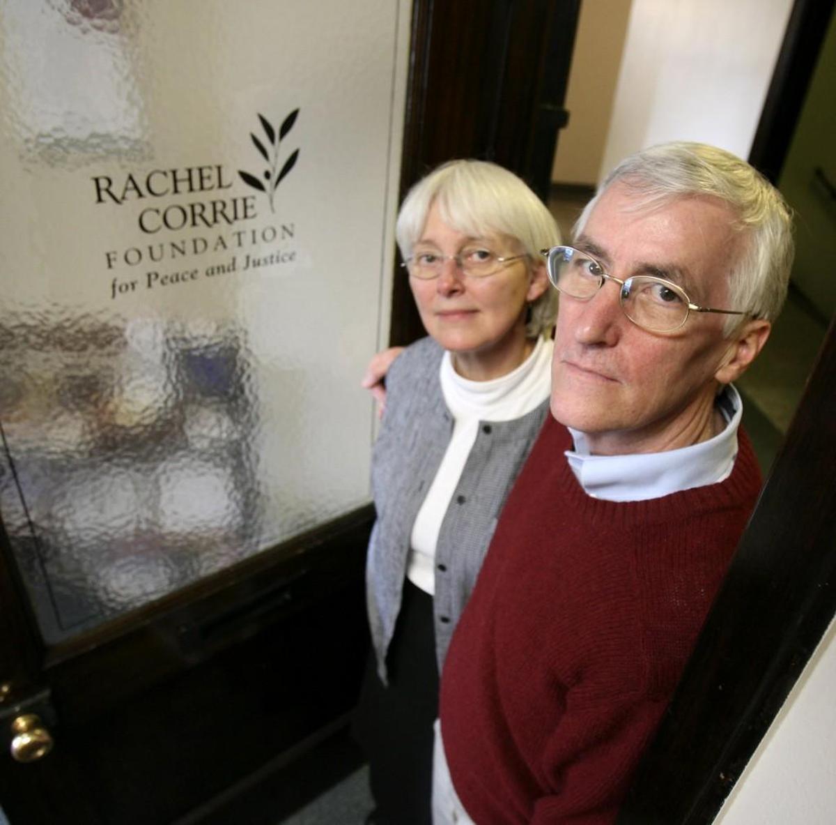 Craig and Cindy Corrie pictured at the Rachel Corrie Foundation offices in downtown Olympia in 2007.