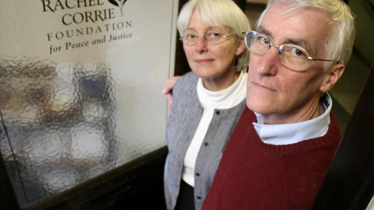 Craig and Cindy Corrie pictured at the Rachel Corrie Foundation offices in downtown Olympia in 2007.