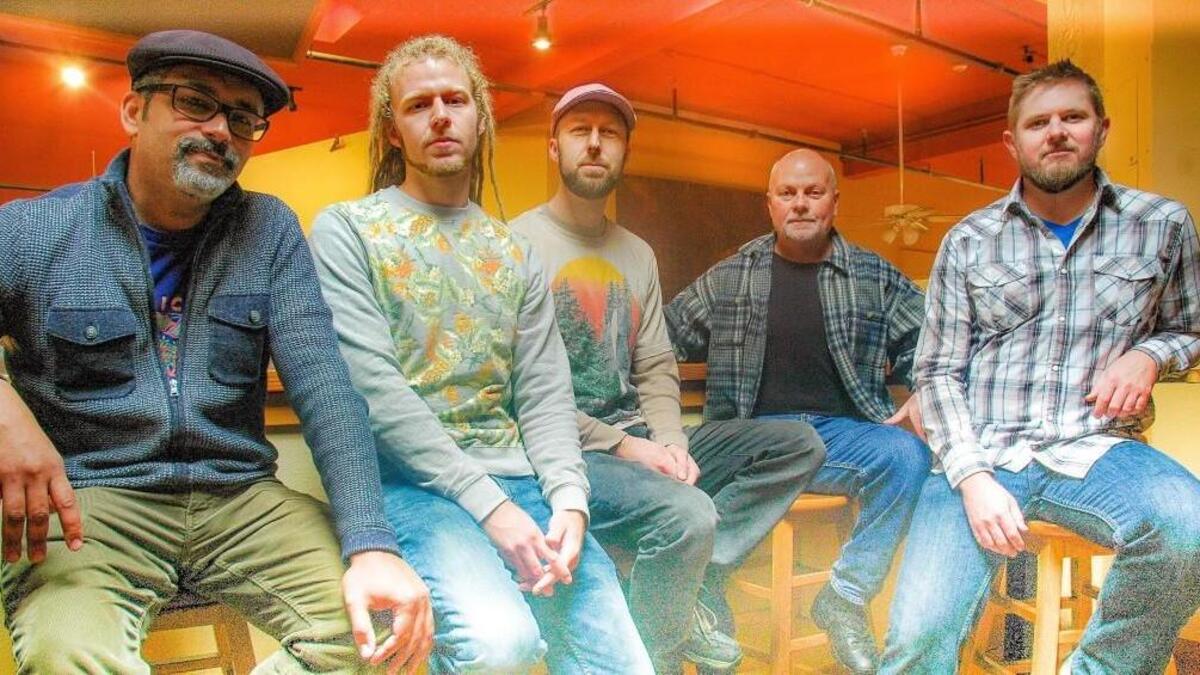Brad Schrandt, Joel Black, Trail Black, Frank Fox, and Gabe Olson make up the band High Ceiling. They will perform Saturday night at the Capitol Theater.