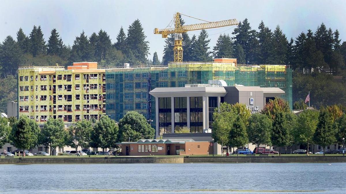 
Construction projects like the downtown market-rate apartment building at 123 Fourth Avenue West have helped lift retail sales in the city of Olympia.
