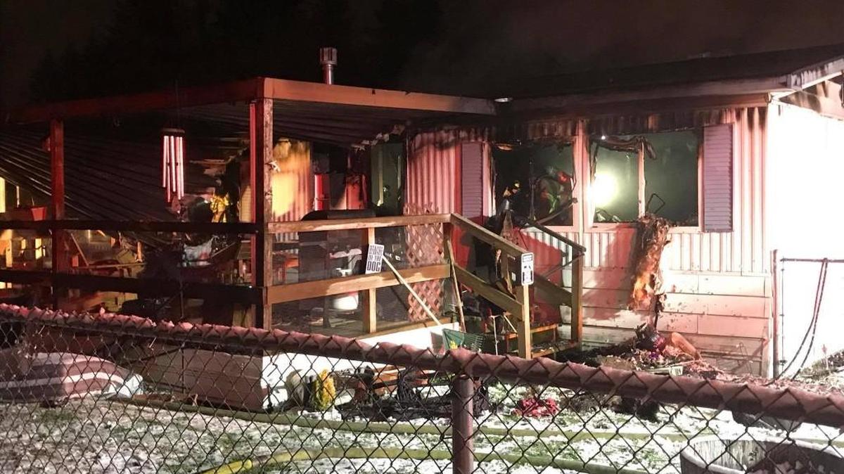 Crews responded to the fire at the Rainier Vista Mobile Home Park off Marvin Road Southeast near Lacey at about 6:45 p.m.