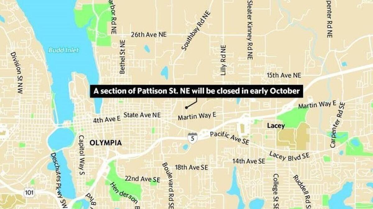 A section of Pattison Street Northeast in Olympia will be closed Oct. 3-5.