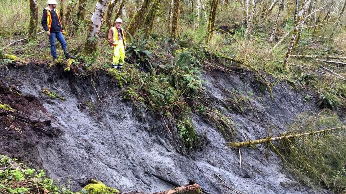 A landslide near Oso has dropped vertically more than four feet since Tuesday, according to geologists with the state Department of Natural Resources.