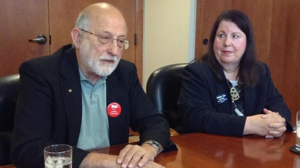 Lacey City Council Position No. 7 candidates Ken Balsley (left) and Carolyn Cox.