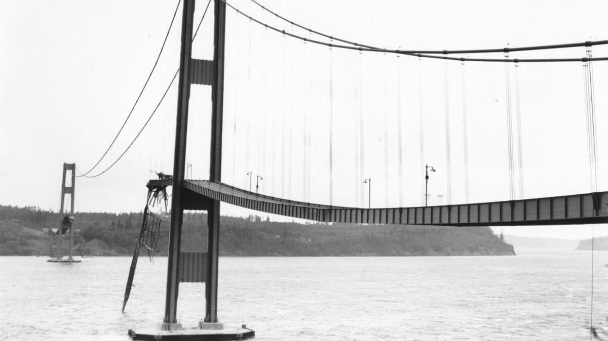 Only four months after opening to the public, the first Narrows Bridge collapsed due to wind on November 7, 1940.