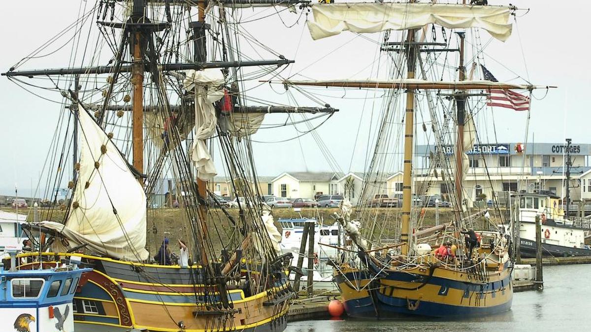 The tall ships Lady Washington, left, and Hawaiian Chieftain will be in Olympia Wednesday through Labor Day.
