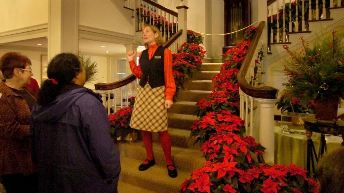 FILE PHOTO: Mansion hostess Heather Lockman welcomed guests for a holiday tour of the Governor's Mansion.
