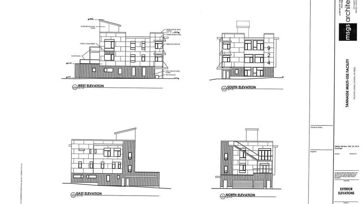 
These architectural drawings show the proposed Tanasse building from four angles.
