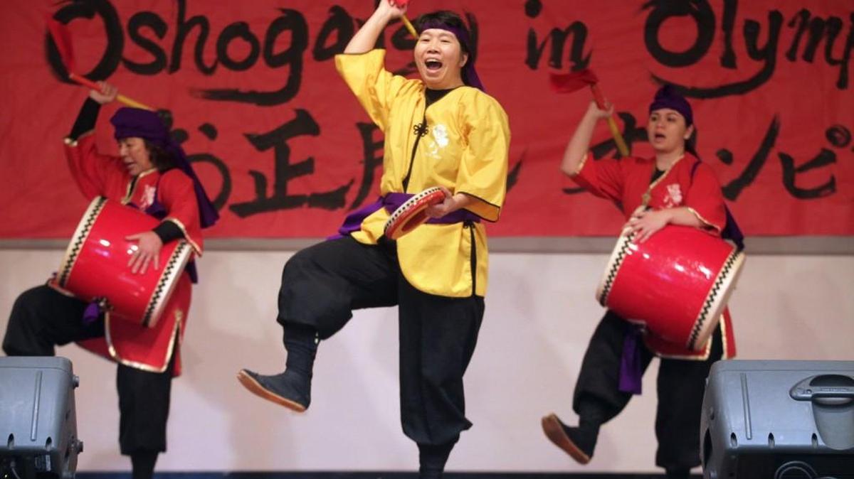 The OKK Taiko Drumming Troupe performs during the Oshogatsu Japanese New Year celebration at The Olympia Center. The Olympia Japanese American Citizens League will host this year’s Oshogatsu New Year’s potluck for family and friends Saturday.