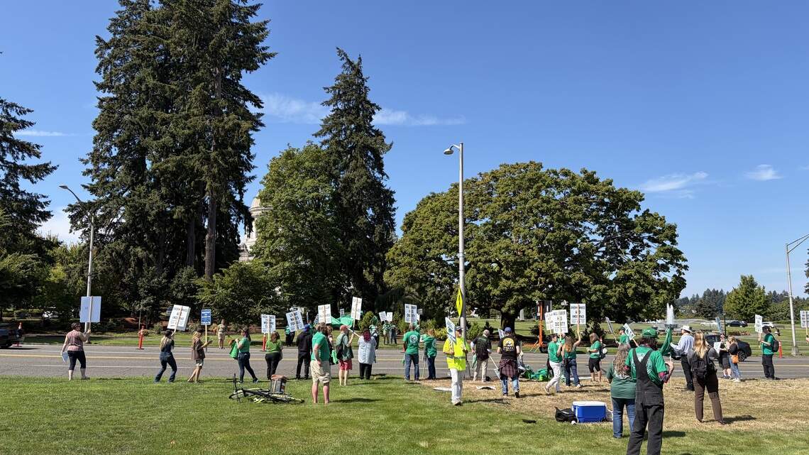 Washington state employees walked out of Olympia offices on Monday. Here’s why