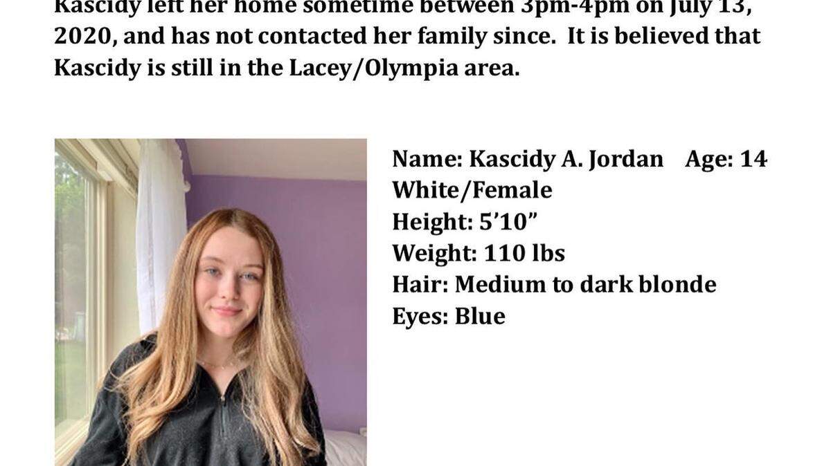 Kacsidy Jordan ran away from home July 13. Lacey Police are asking anyone with information about her whereabouts call 360-459-4333.