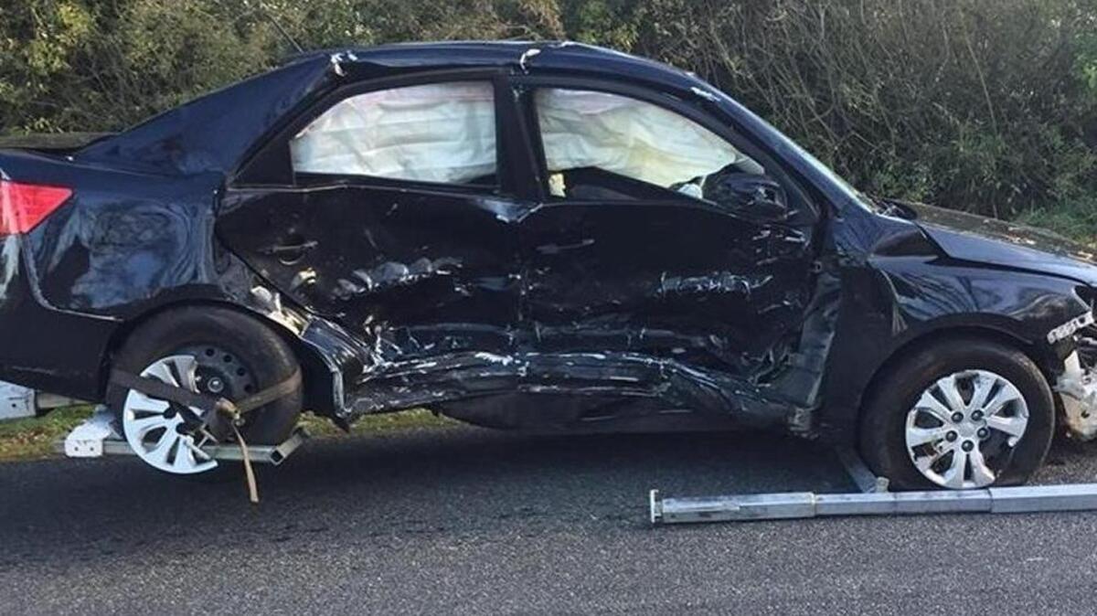 Deputies say the 18-year-old driver ran a stop sign and struck another vehicle.
