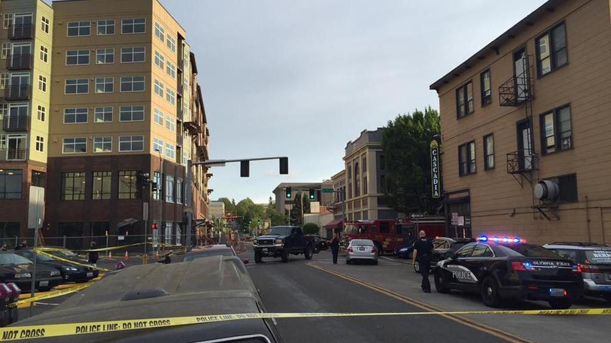 Two pedestrians were struck by a car Tuesday evening in downtown Olympia.
