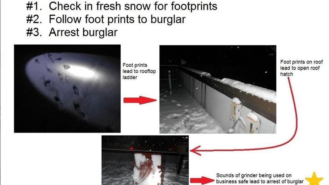The Olympia Police Department tweets how the snow helped catch a burglary suspect Monday morning Feb. 6.