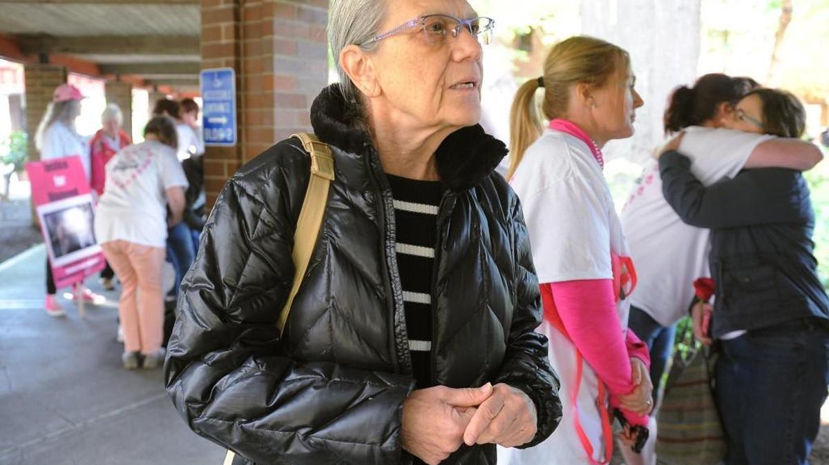 Traveling to the Thurston County Courthouse from Snoqualmie Tuesday morning Dana Backiel wanted to attend the arraignment of James Leroy Evans in connection of the death of Diamond, a 3-year-old pit bull who was found hanging March 21 on state land near Summit Lake. Backiel joined a large group of animal advocates who filled the courtroom, saying that she would like to see Evans prosecuted to the fullest extent.