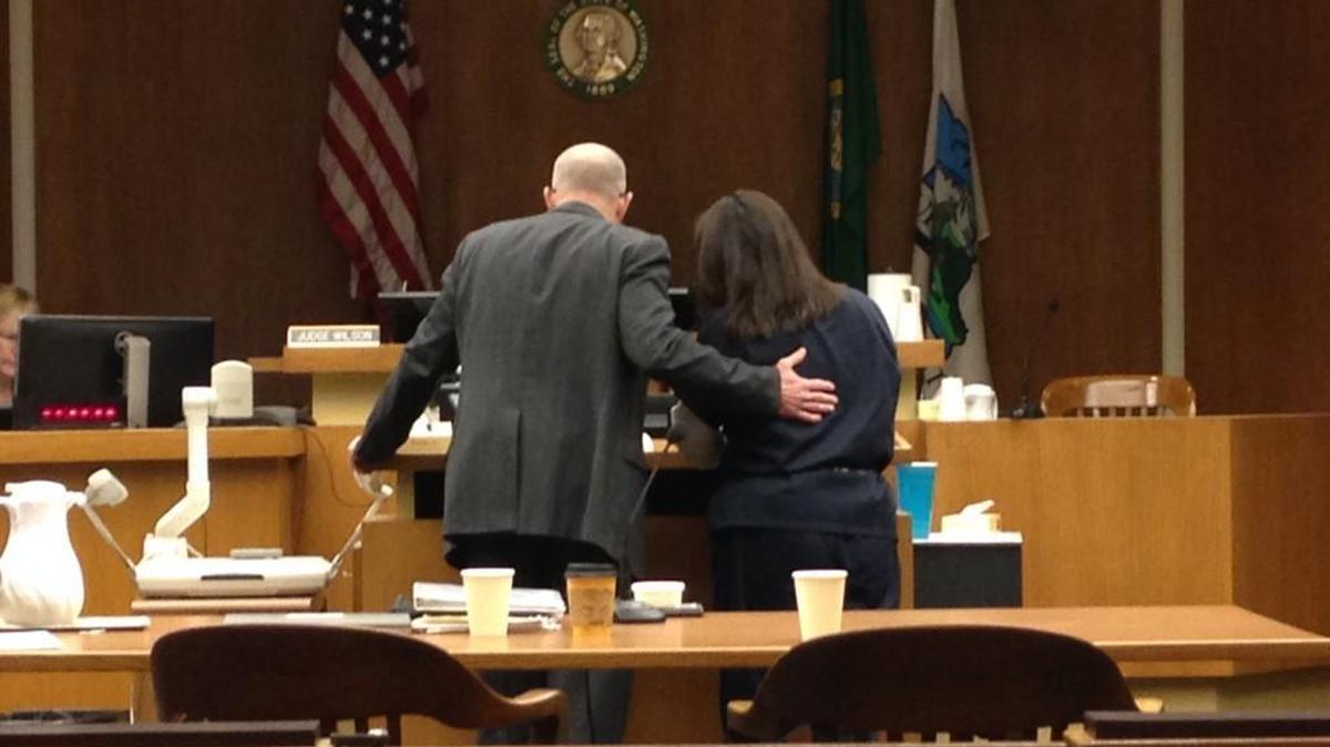 Christina Booth (right) appeared in Thurston County Superior Court with attorney Patrick O’Connor on Wednesday, Dec. 14, 2016.
