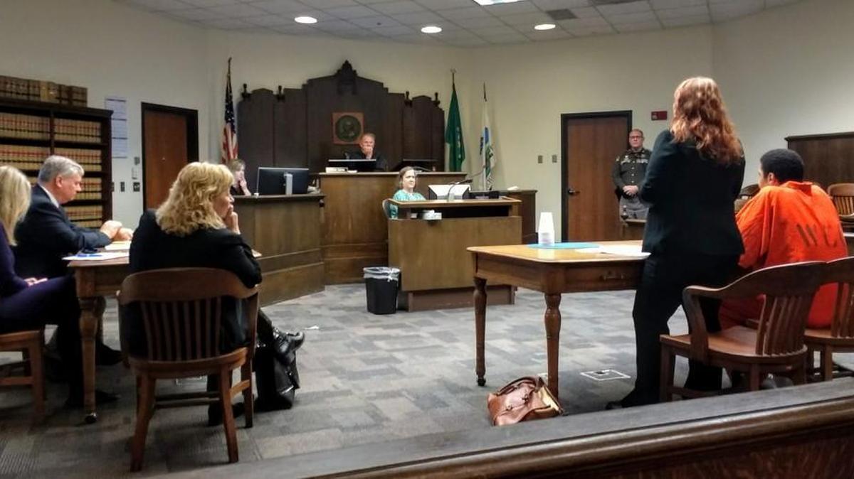 Ricardo Gardin-Gonzalez (far right) pleaded not guilty on Wednesday, Nov. 22, 2017 to several charges associated with the July 31 fatal shooting of his estranged wife and mother-in-law. He appeared before Judge James Dixon, and is represented by attorney Kelly Seago (second from right).
