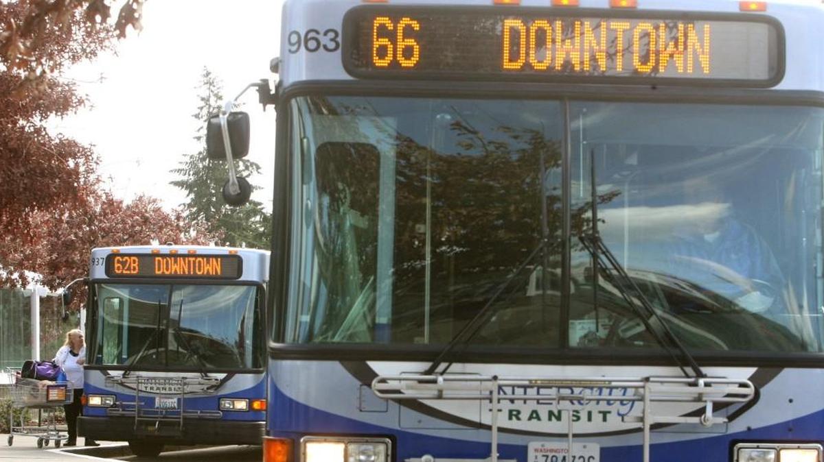 FILE PHOTO: Intercity Transit buses to downtown Olympia.