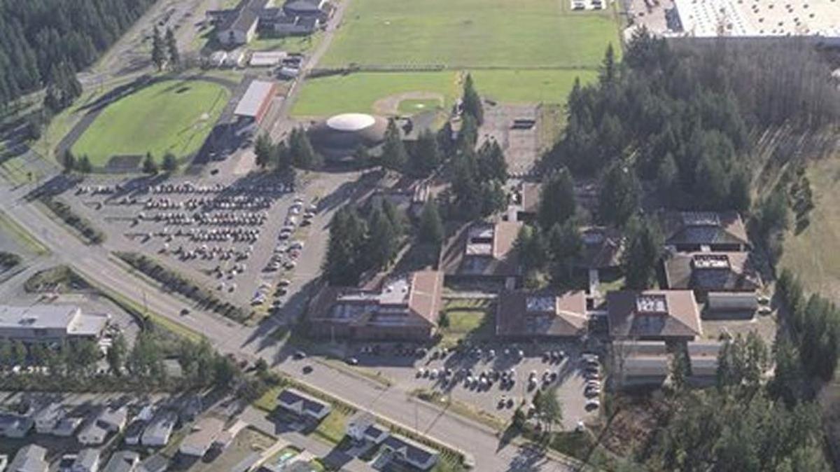 An aerial view of Shelton High School in Mason County.