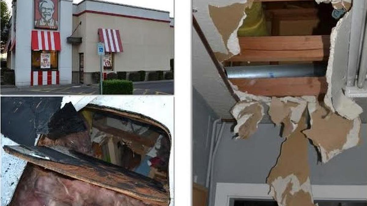 
A suspect cut through the roof of a Lacey KFC restaurant Tuesday morning and stole an undisclosed amount of cash from a safe.
