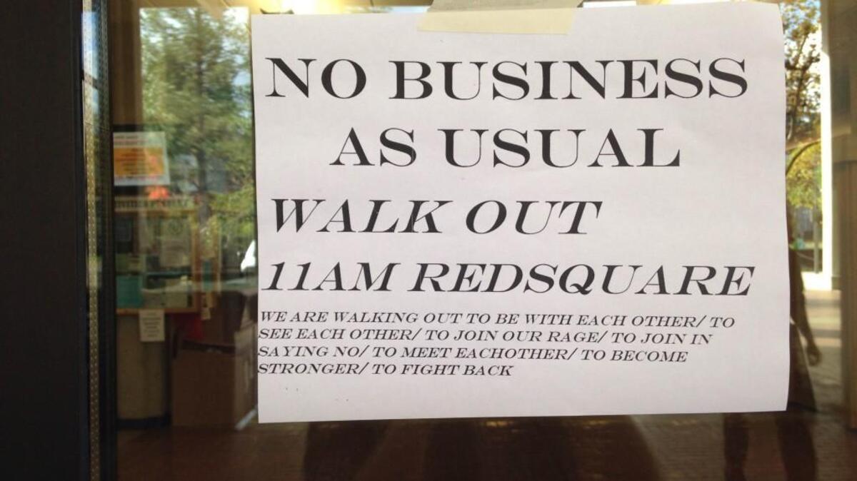 Students at The Evergreen State College walked out of classes Wednesday morning to protest the election of Donald Trump.