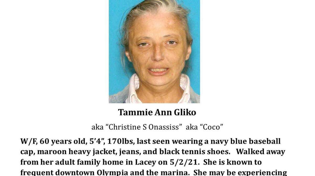 Tammie Ann Gliko was last seen leaving her adult family home on May 2, according to Lacey Police.