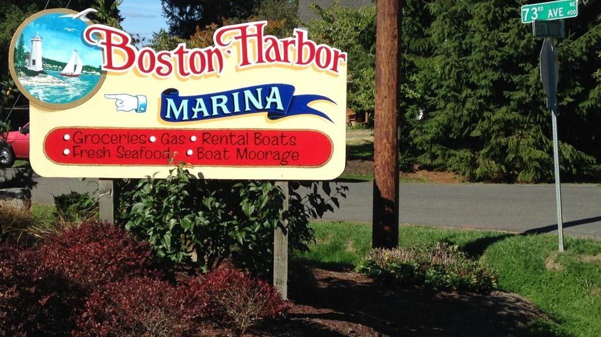
This sign for the Boston Harbor Marina is at the intersection of 73rd Avenue and Boston Harbor Road.
