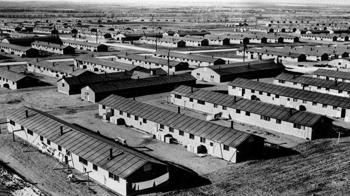 The housing barracks, built by the U.S. Army engineer corps, at the internment center where Japanese Americans are relocated in Amache, Colorado in June 1943. Mayumi Tsutakawa, whose father was renowned sculptor George Tsutakawa, will talk about her family’s 100-year history against the backdrop of internment during a talk at 2 p.m. Sunday at the Mason County Historical Society Museum in Shelton.