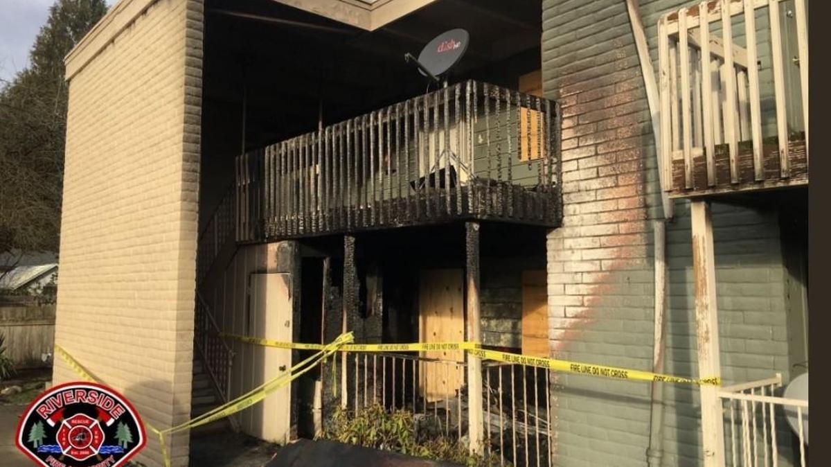 Riverside Fire Authority tweeted this photo of an apartment building that burned early Wednesday.