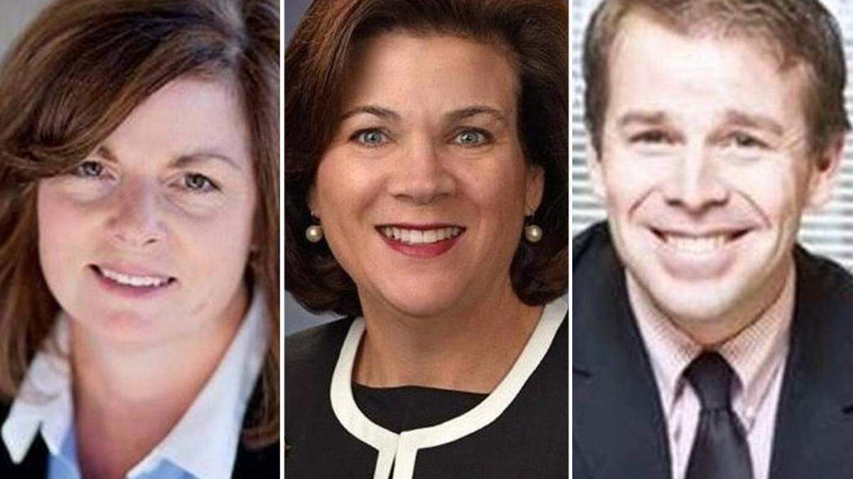 The finalists are, from left, Debra “Deb” Clemens, superintendent of the Cheney Public Schools near Spokane; Alexa “Lexi” Cunningham, superintendent of Tolleson Union High School District near Phoenix, Arizona; and Patrick Murphy, assistant superintendent of Edmonds School District in Snohomish County.