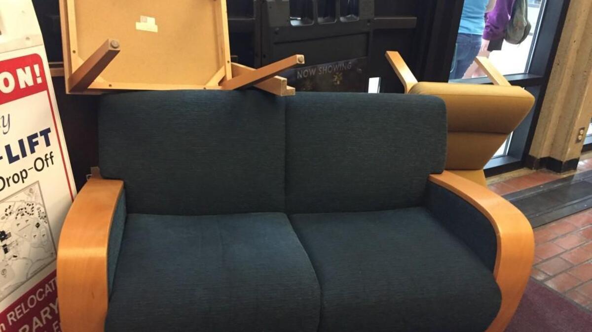 Furniture was moved to barricade doors in anticipation of interaction with law enforcement during the May 24 protest at The Evergreen State College. Protesters said they were speaking out against institutional racism at the Olympia school.