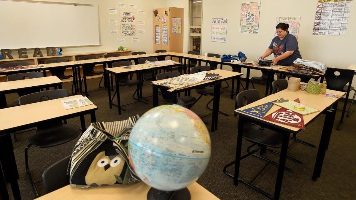Staff prepares for the Sept. 7 opening of the North Thurston Public Schools' new Salish Middle School.