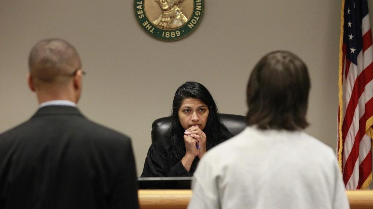 Thurston County Juvenile Court Commissioner Indu Thomas presides over a detention hearing in 2015.
