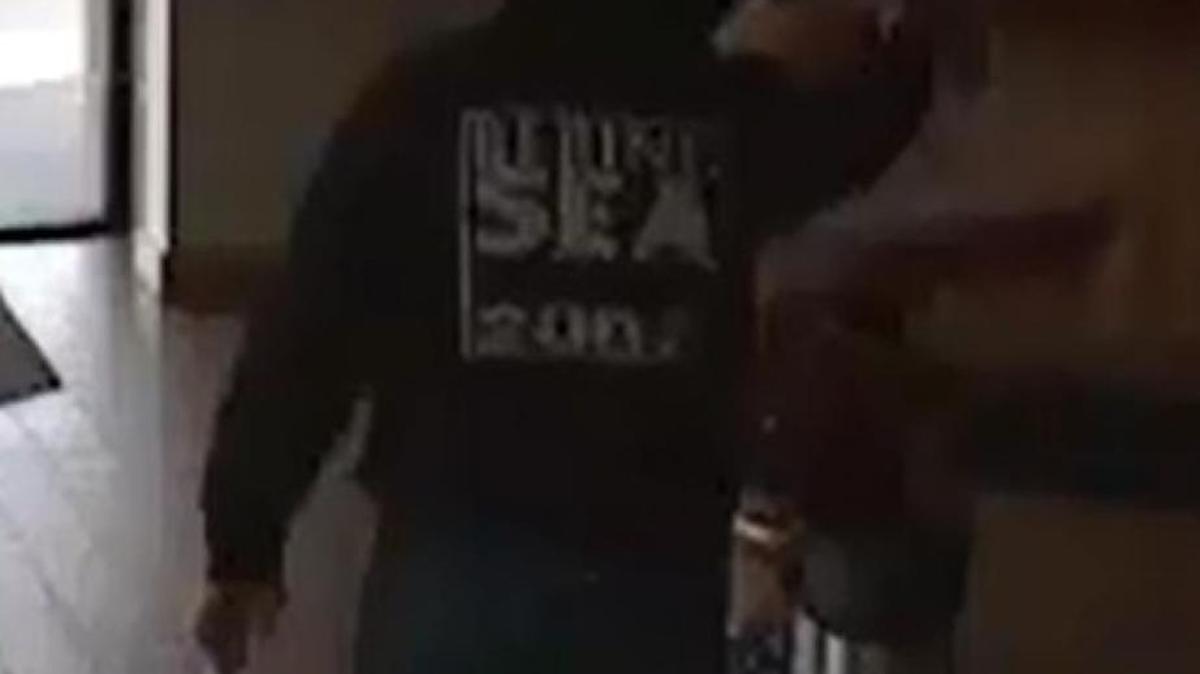 Video from the bank shows the suspect wearing a black sweatshirt and blue jeans.
