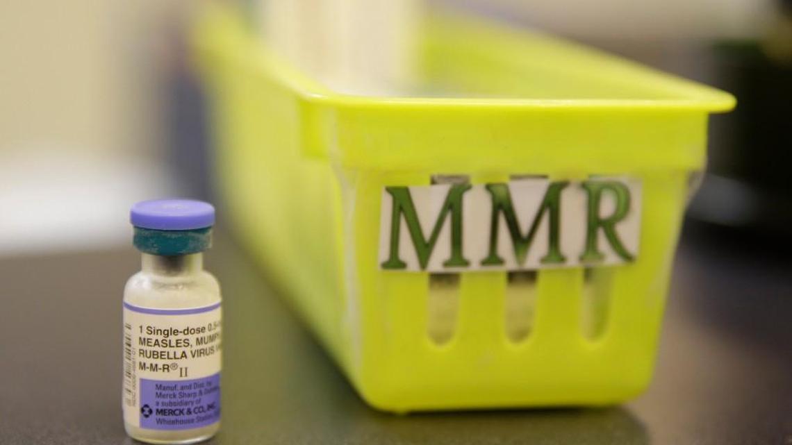 A measles vaccine is shown on a countertop at the Tamalpais Pediatrics clinic Friday in Greenbrae, California.