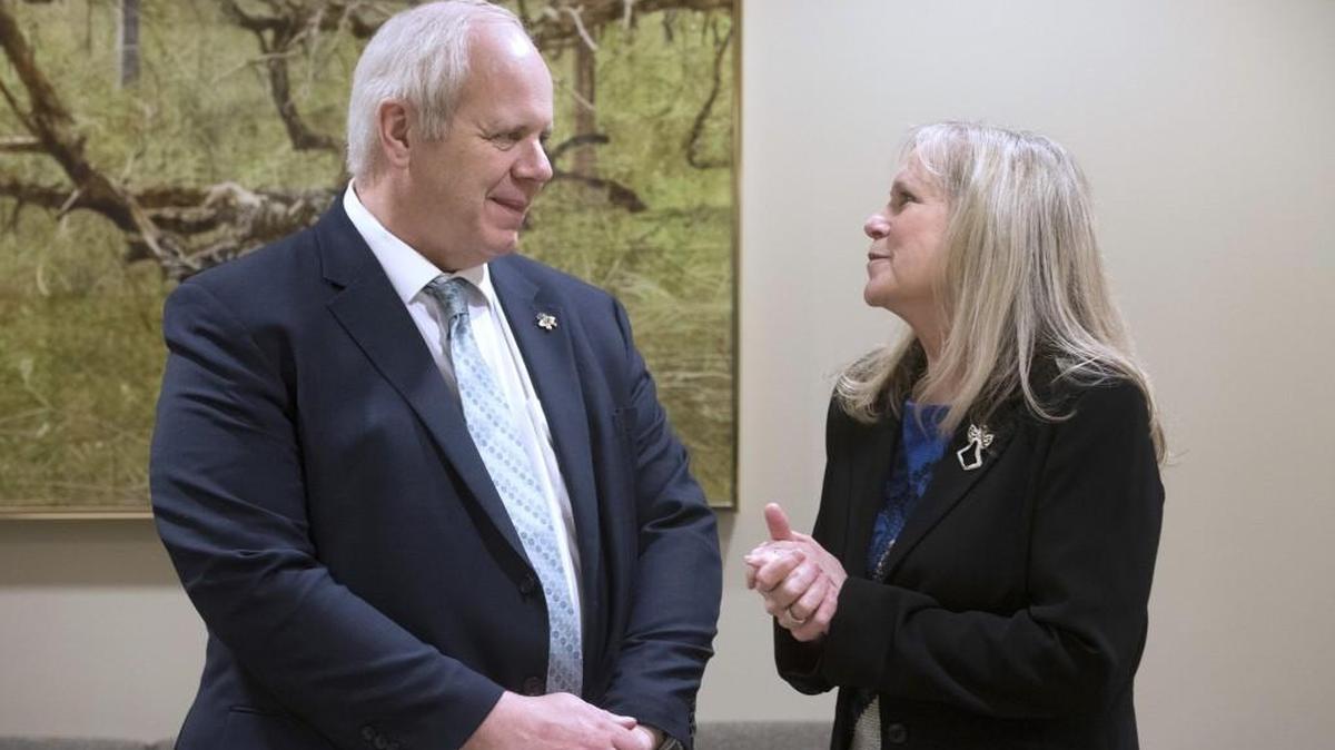 Washington State Treasurer Duane Davidson (left), shown here with his assistant treasurer Shawn Myers, will be guest speaker at the Panorama Republicans meeting at 2 p.m. Thursday.