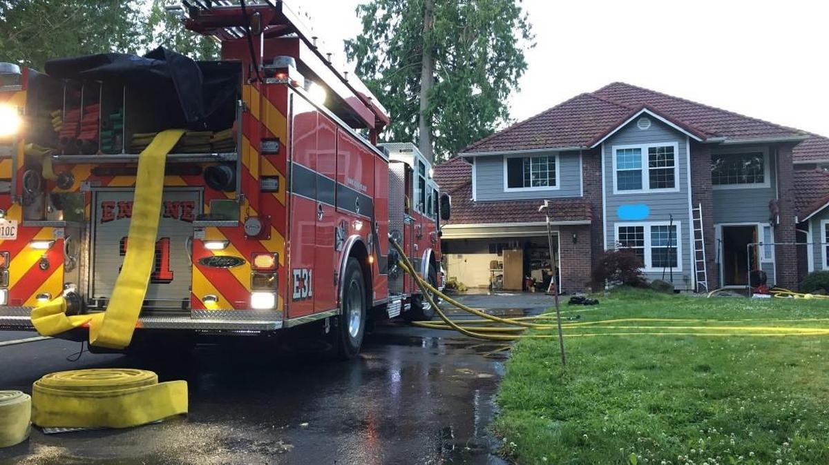 A fire that started near a furnace damaged this residence in Lacey Saturday morning.
