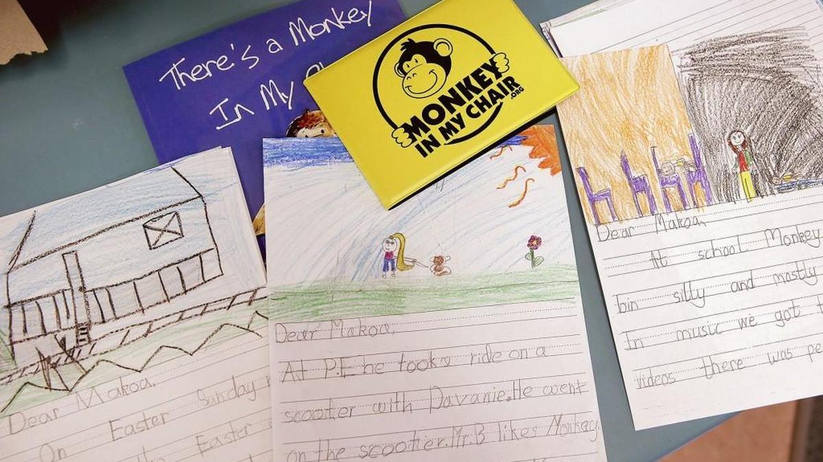 Letters written by Richard Gordon Elementary School second grade students to student Makoa Saffery who is suffering from cancer are displayed in Kingston. Makoa Saffery, 8, is out to beat cancer. In treatment at Mary Bridge Children's Hospital in Tacoma since February, Makoa is strong, upbeat and determined.