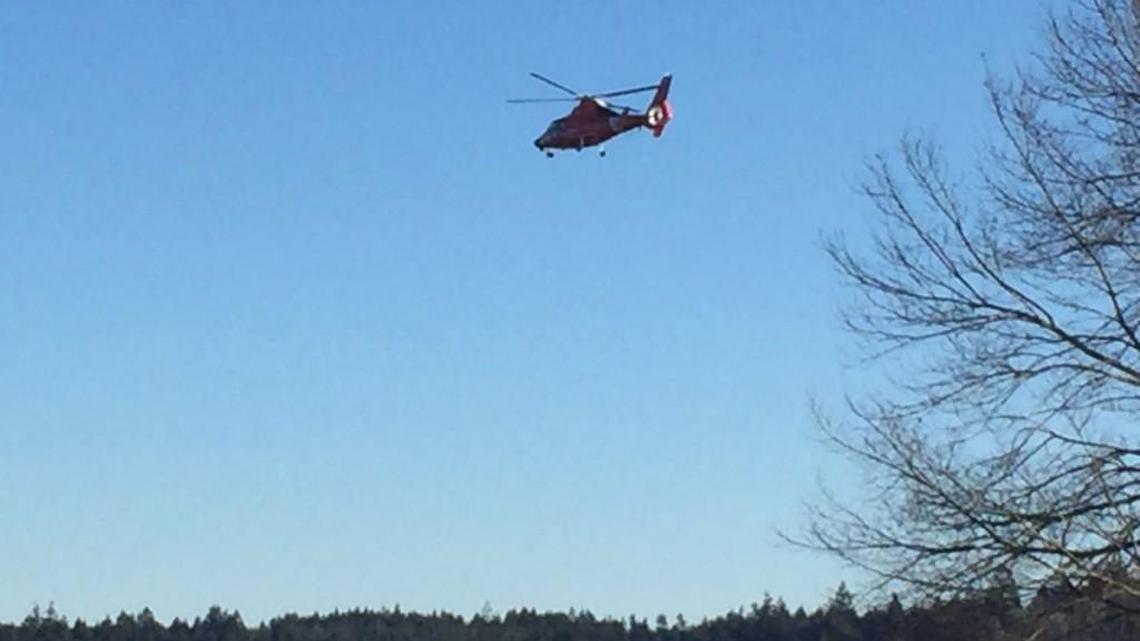A U.S. Coast Guard helicopter continues to search for a man who went missing in his kayak early Wednesday morning in north Mason County. The kayak has reportedly been spotted.