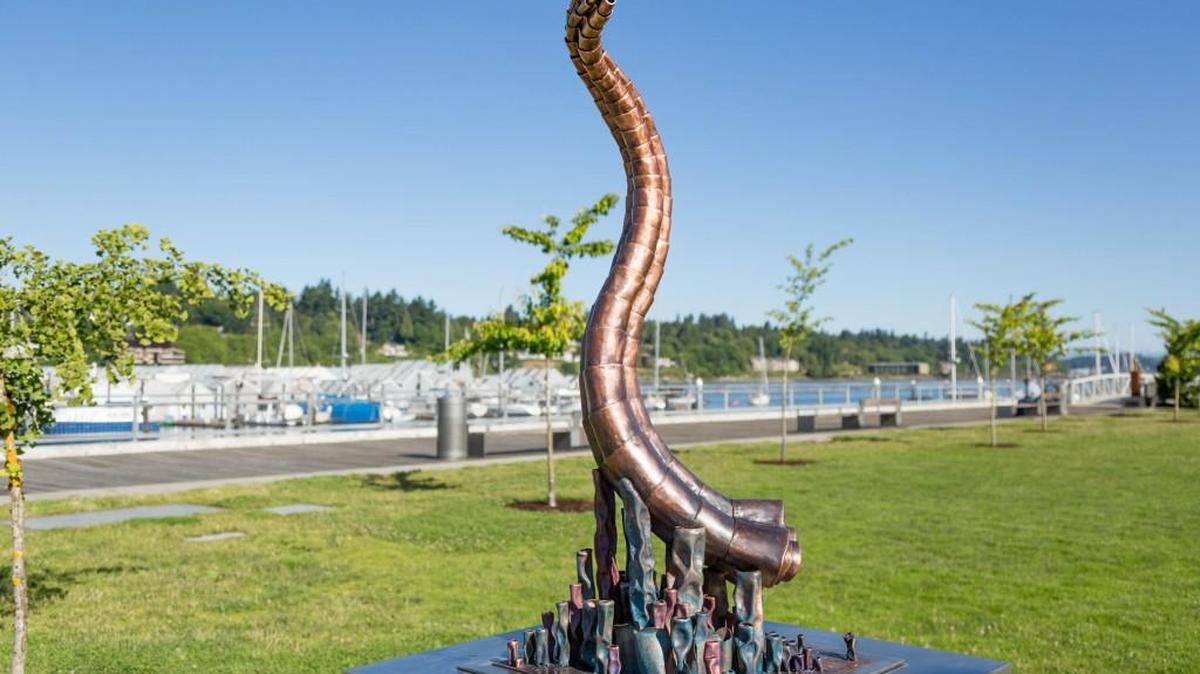 “Aqueous,” by Tumwater artist Cyrra Robinson, is the People’s Choice Award winner of the 2017 Percival Plinth Project.