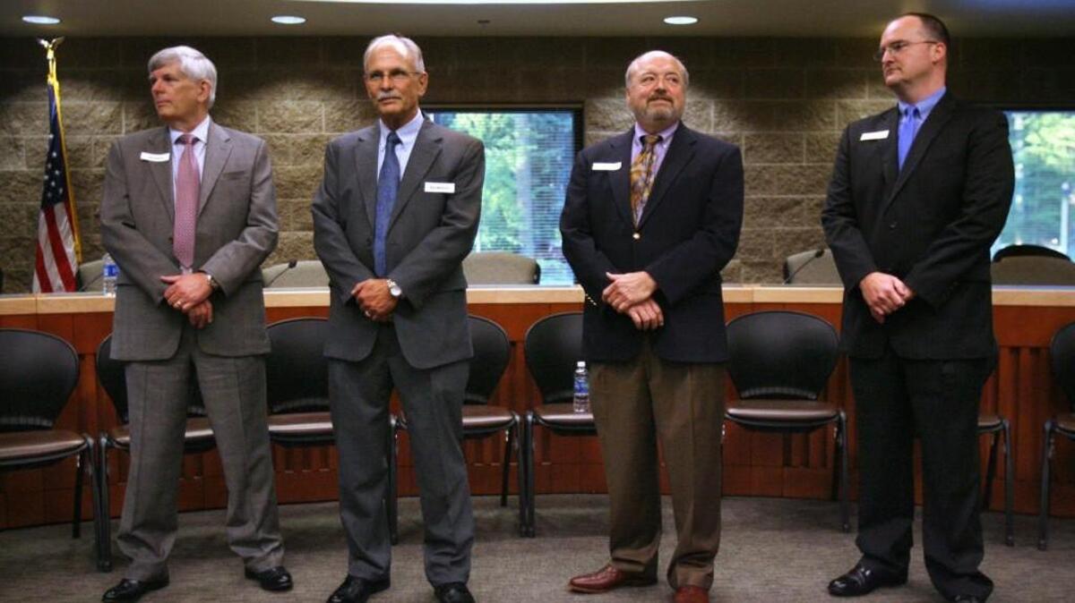 Scott Spence (far right) was one of four finalists for the Lacey City Manager job in 2011. The others (from left) are James Payne, Earl Mathers and Steve Worthington.