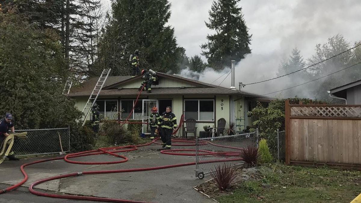 This residence in northeast Olympia was damaged by fire late Sunday morning.