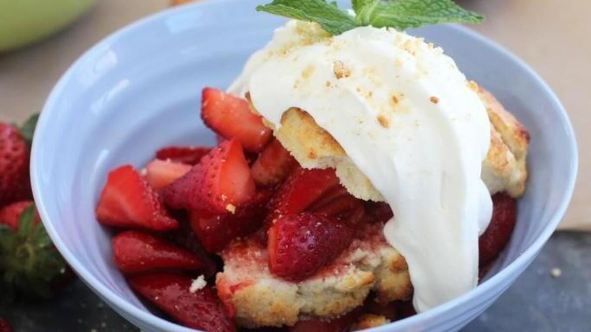 Strawberry shortcake is the centerpiece of the Strawberry Festival at the South Bay Grange on Saturday afternoon.
