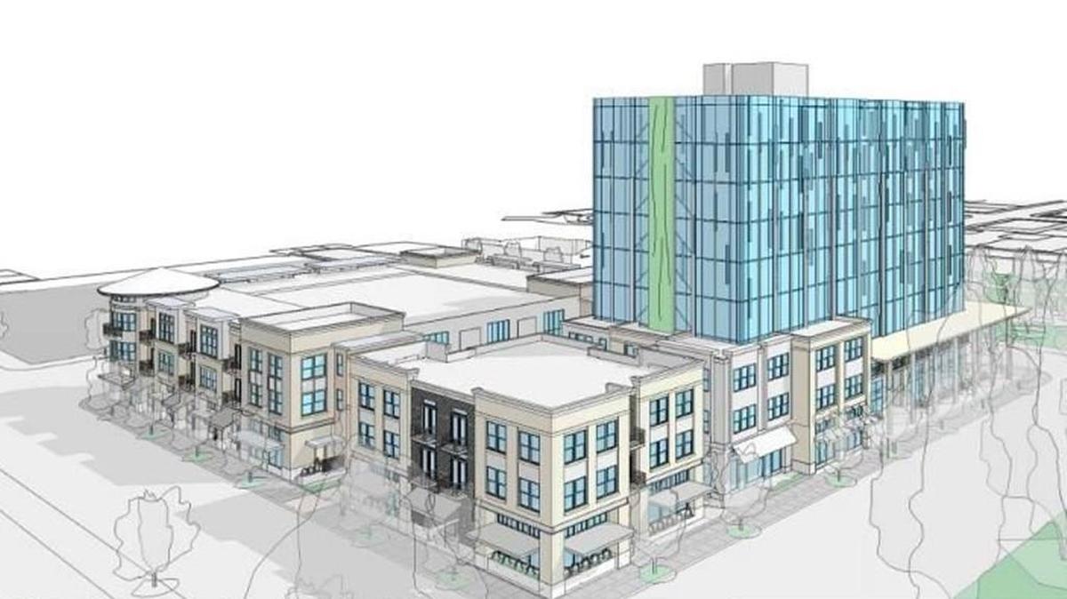 A rendering of what the Views on Fifth project would look like from the southwest.
